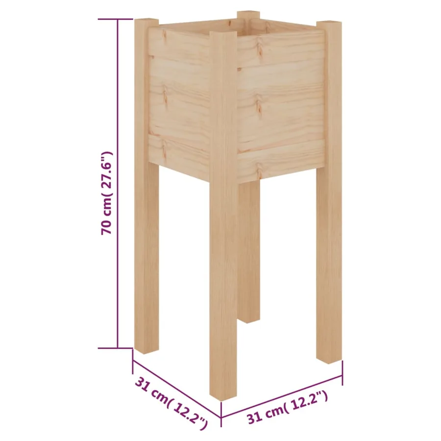 Jardinières d'extérieur 2 pcs 31x31x70 cm bois de pin massif - 8