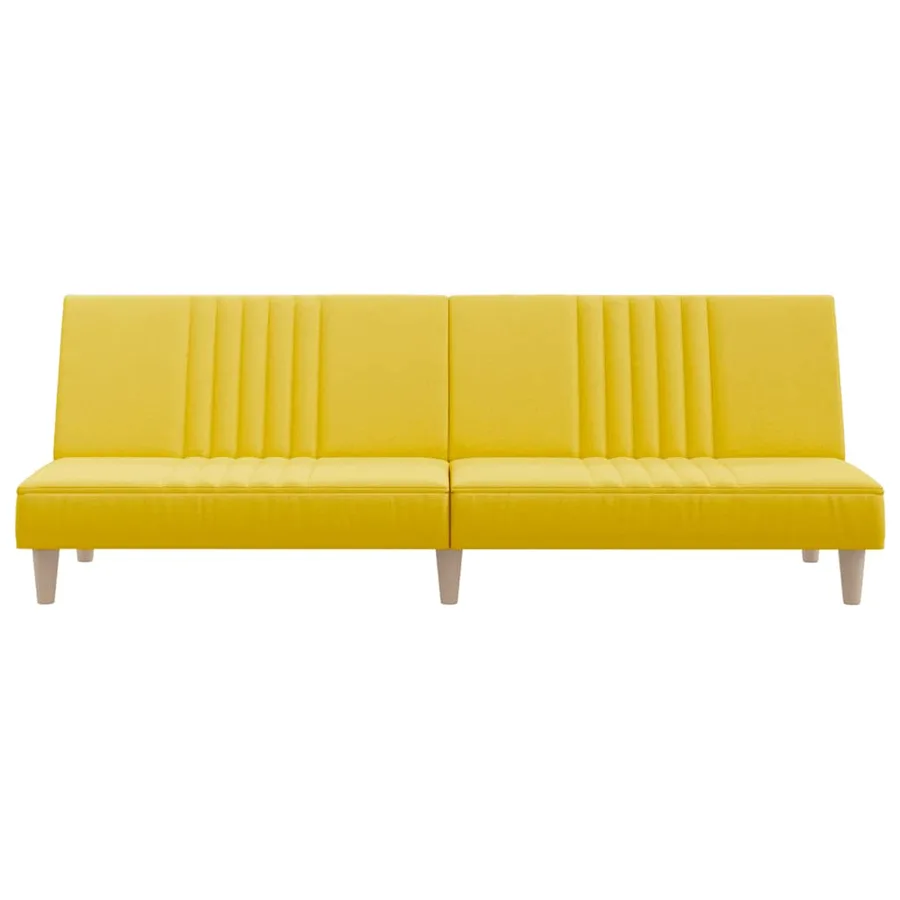 Canapé-lit jaune clair tissu - 4
