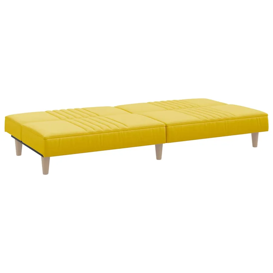 Canapé-lit jaune clair tissu - 5