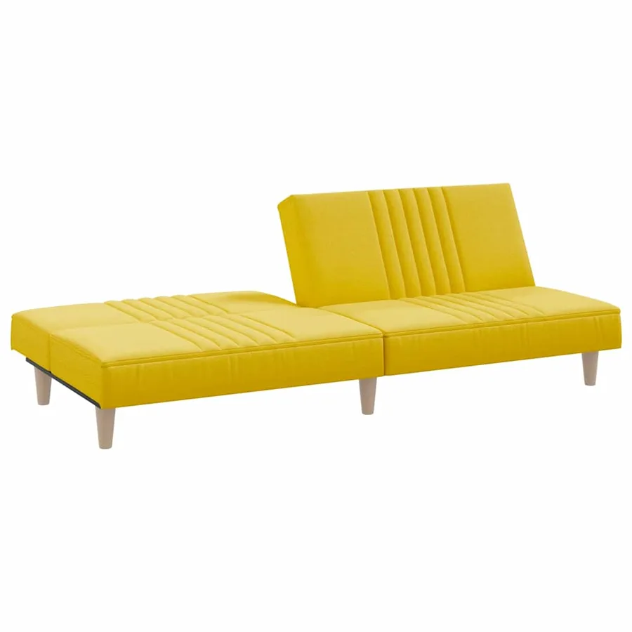 Canapé-lit jaune clair tissu - 6