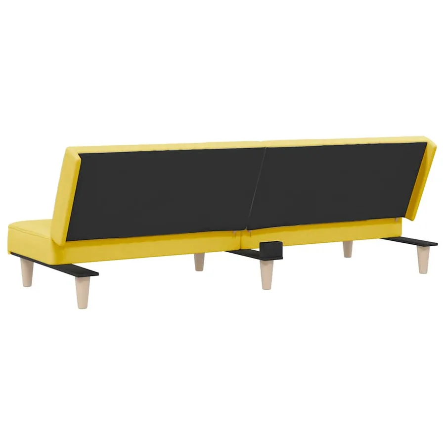 Canapé-lit jaune clair tissu - 7