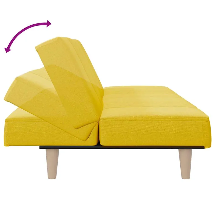 Canapé-lit jaune clair tissu - 8