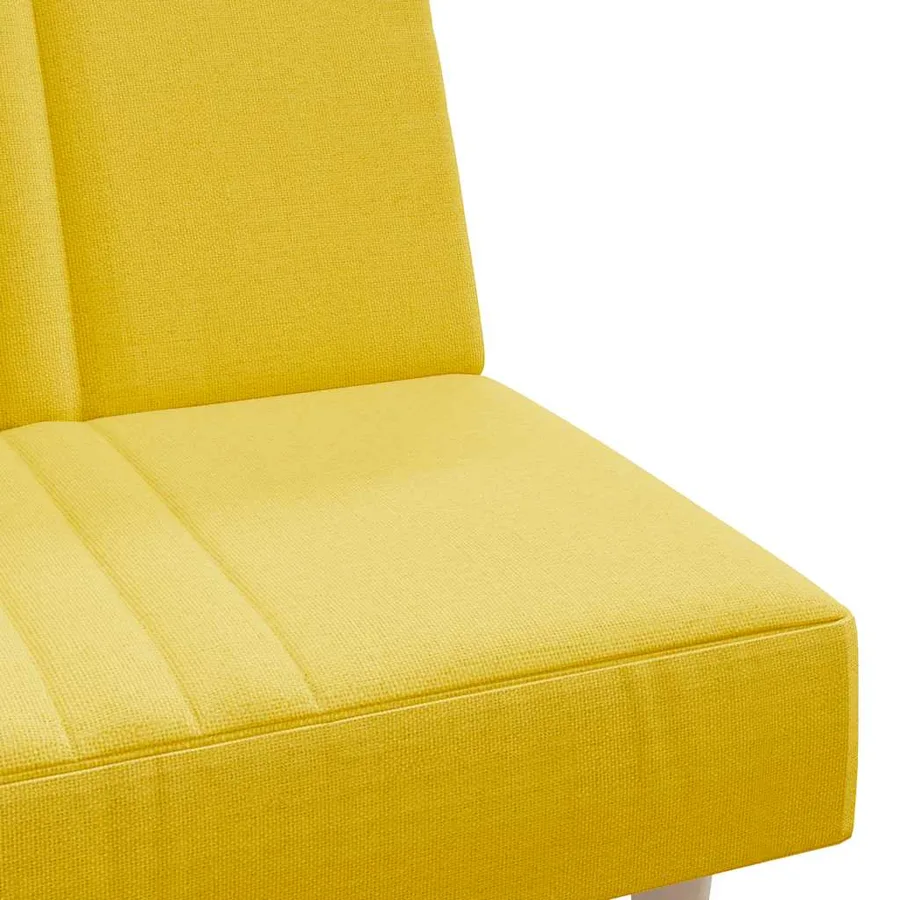 Canapé-lit jaune clair tissu - 9