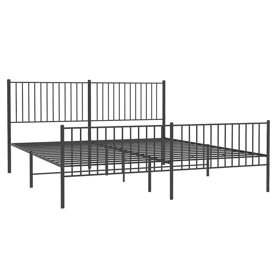 Cadre de lit métal sans matelas avec pied de lit noir 193x203cm - 3