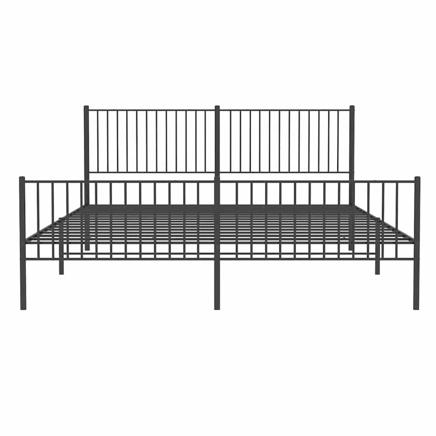 Cadre de lit métal sans matelas avec pied de lit noir 193x203cm - 6