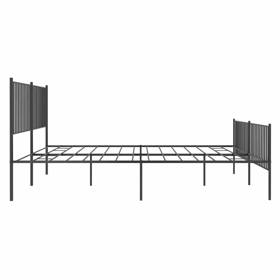 Cadre de lit métal sans matelas avec pied de lit noir 193x203cm - 7