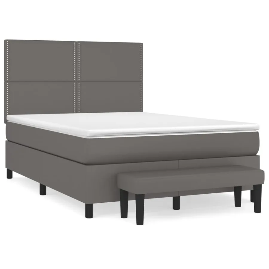 Sommier à lattes de lit avec matelas Gris 140x200 cm Similicuir - 2