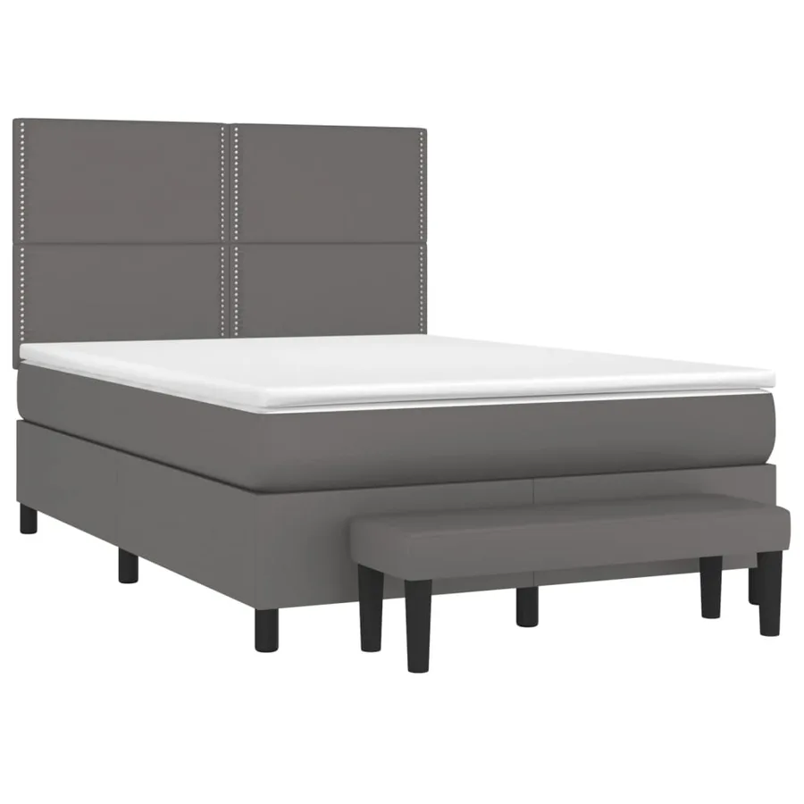 Sommier à lattes de lit avec matelas Gris 140x200 cm Similicuir - 3