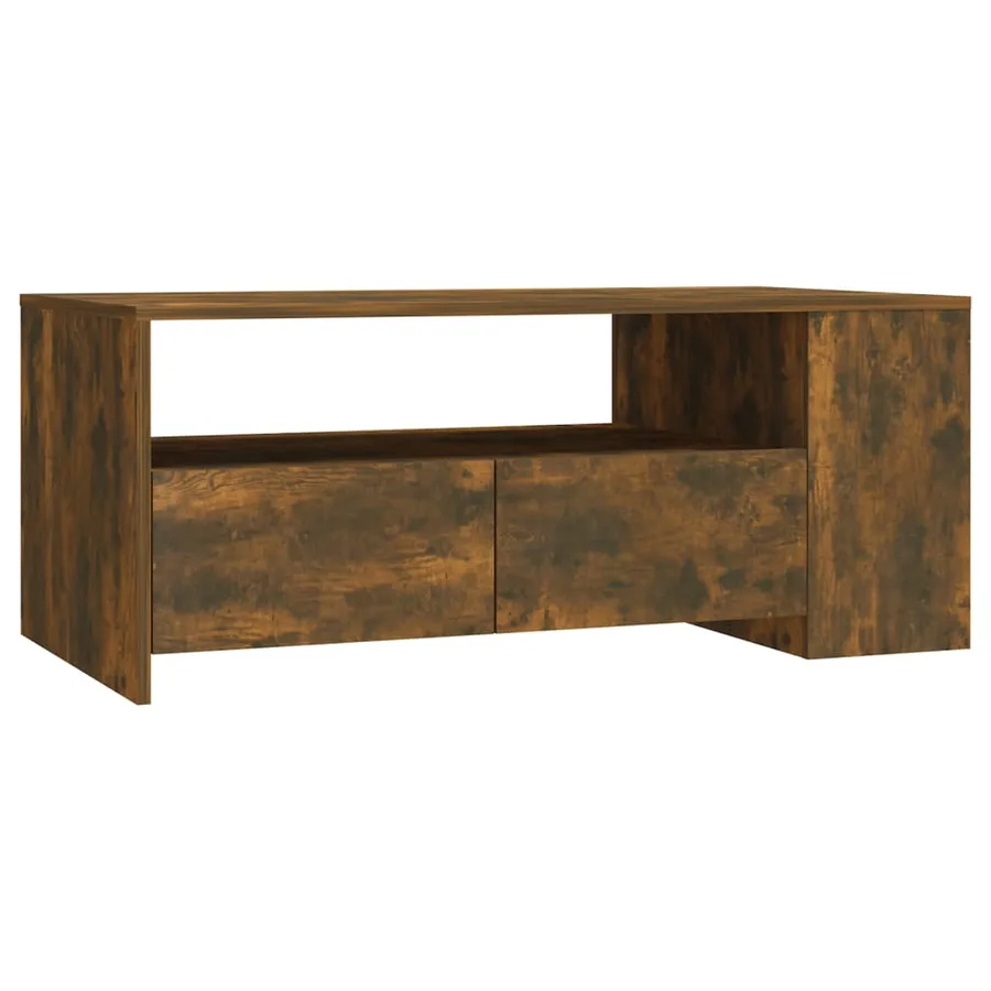 Table basse chêne fumé 102x55x42 cm bois d'ingénierie - 2
