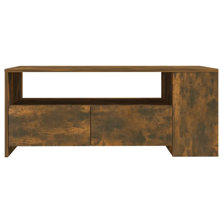 Table basse chêne fumé 102x55x42 cm bois d'ingénierie - 3