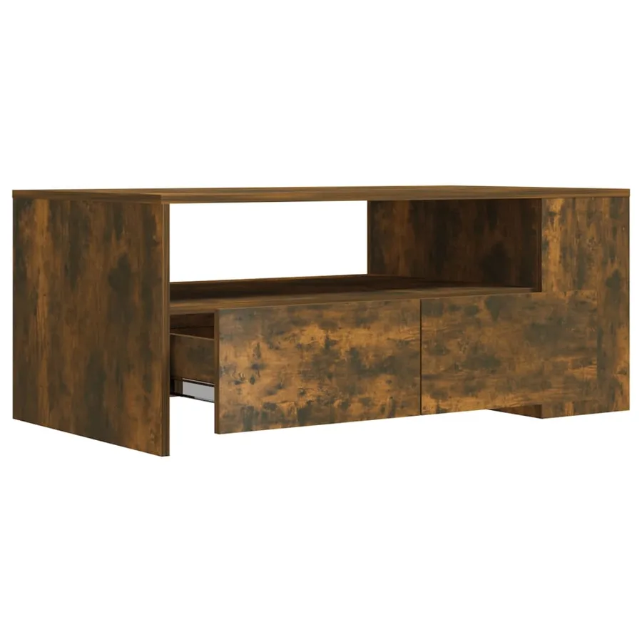 Table basse chêne fumé 102x55x42 cm bois d'ingénierie - 4