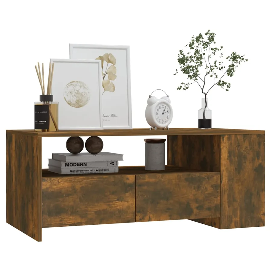 Table basse chêne fumé 102x55x42 cm bois d'ingénierie - 6