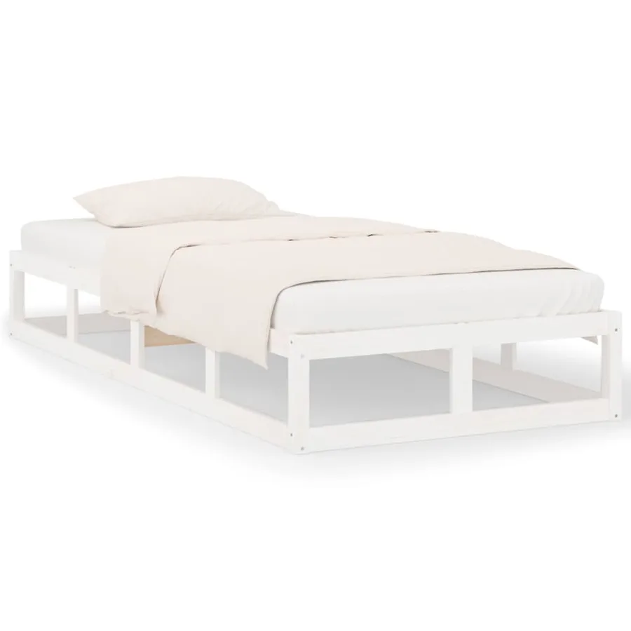 Cadre de lit sans matelas blanc 90x200 cm bois massif - 2