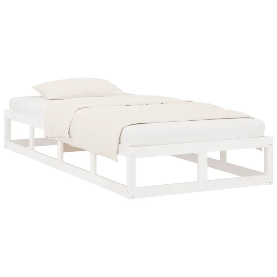 Cadre de lit sans matelas blanc 90x200 cm bois massif - 3