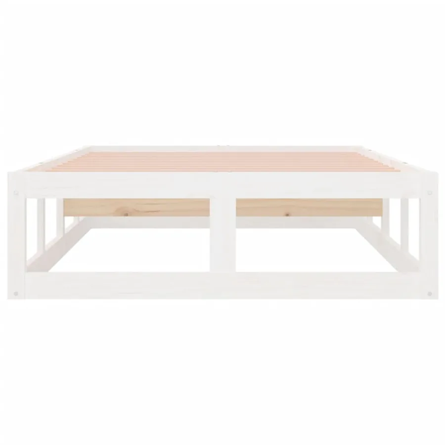 Cadre de lit sans matelas blanc 90x200 cm bois massif - 5