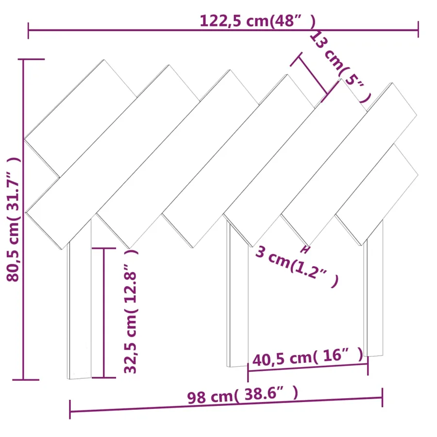 Tête de lit 122,5x3x80,5 cm Bois massif de pin - 6
