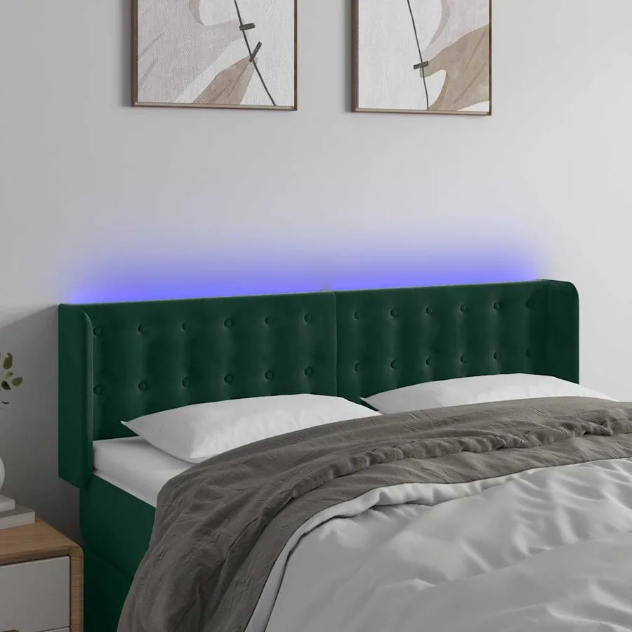 Tête de lit à LED Vert foncé 147x16x78/88 cm Velours