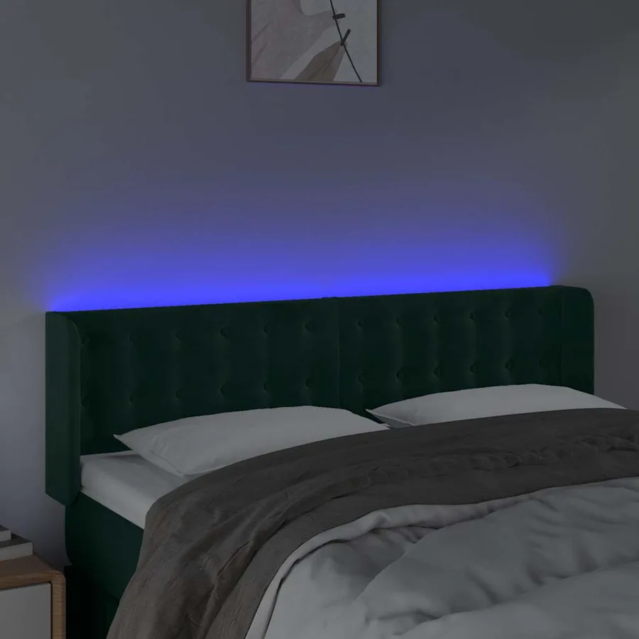 Tête de lit à LED Vert foncé 147x16x78/88 cm Velours - 4