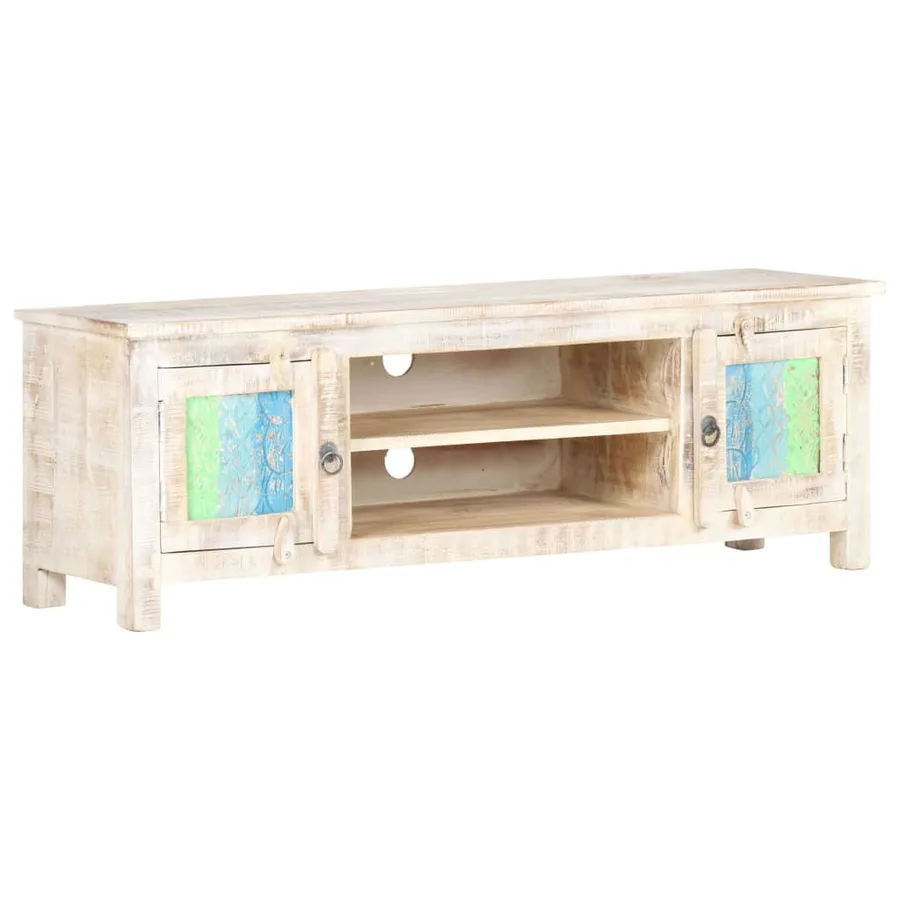 Meuble TV 120x30x40 cm Bois d'acacia brut - 10