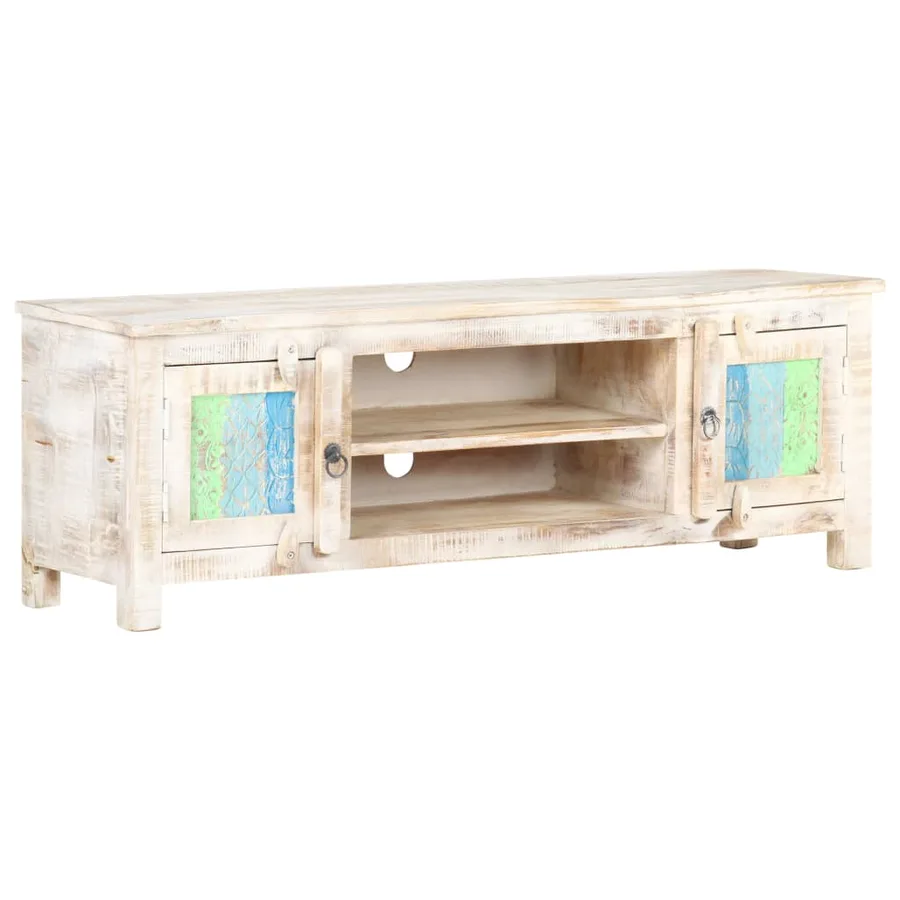 Meuble TV 120x30x40 cm Bois d'acacia brut - 8