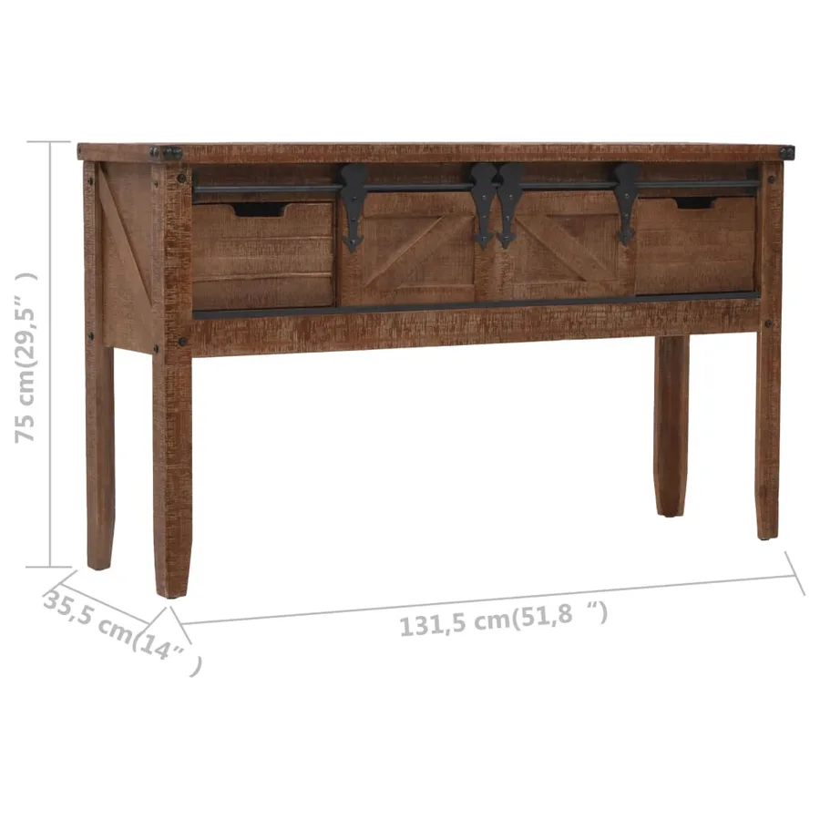 Table console Bois massif de sapin 131 x 35,5  x 75 cm Marron - 11