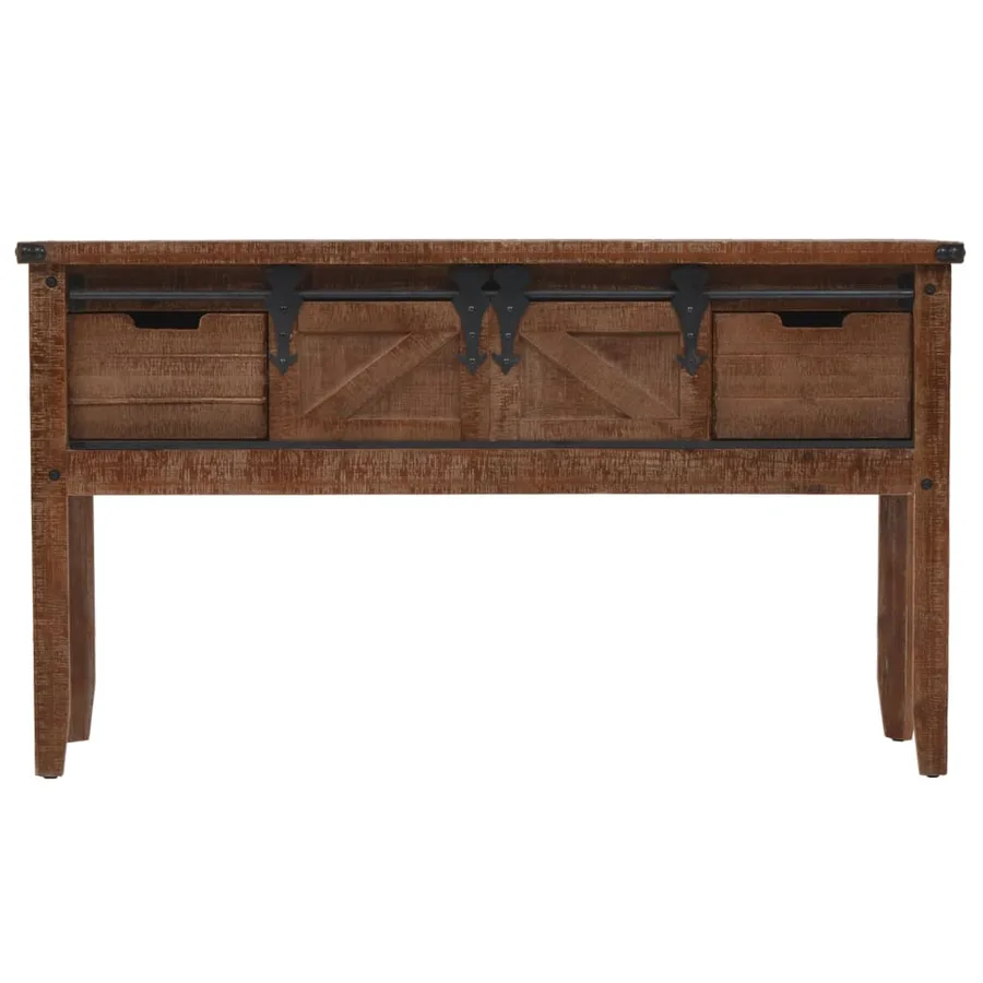 Table console Bois massif de sapin 131 x 35,5  x 75 cm Marron - 2