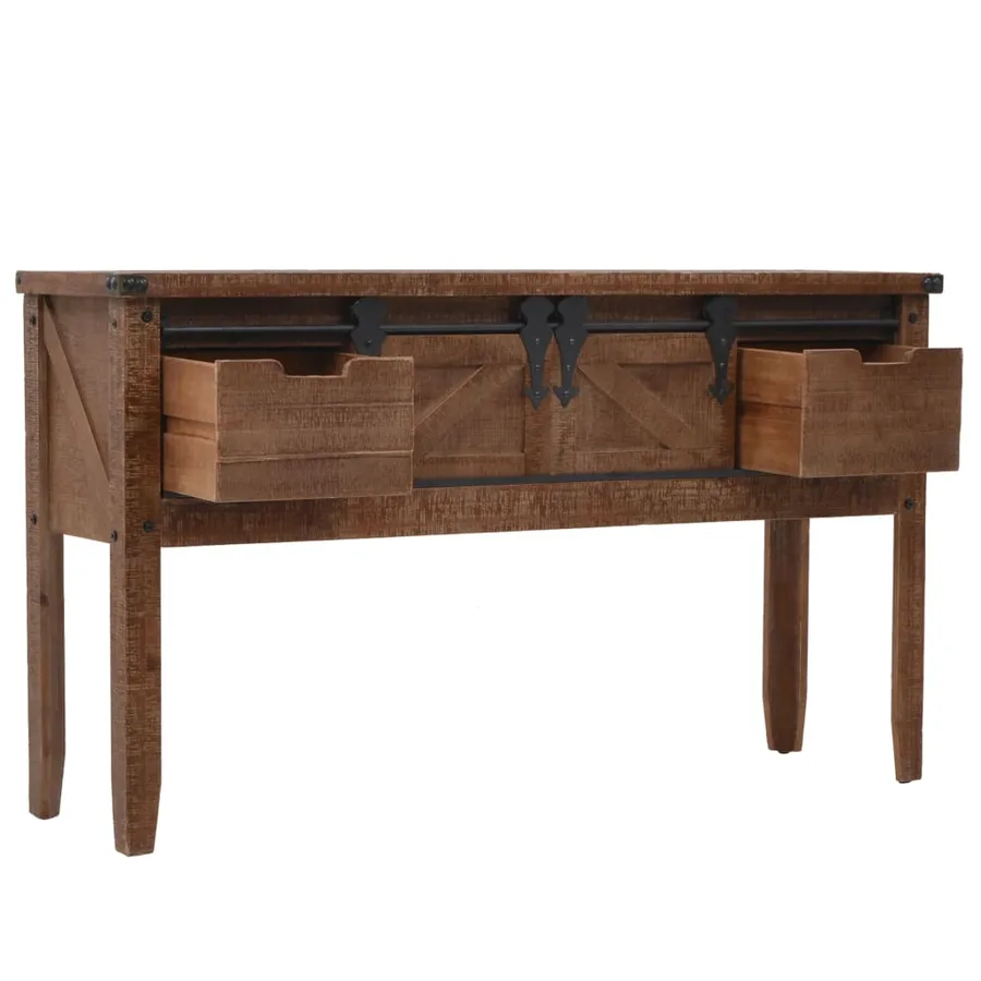 Table console Bois massif de sapin 131 x 35,5  x 75 cm Marron - 4