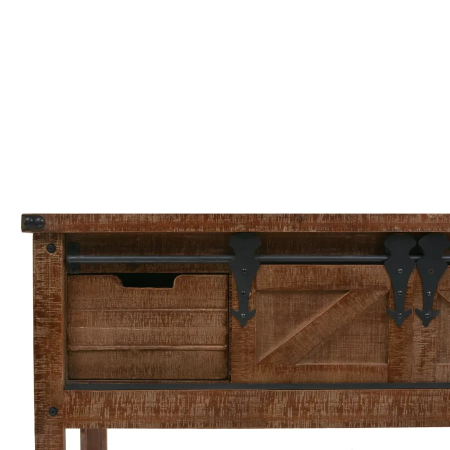Table console Bois massif de sapin 131 x 35,5  x 75 cm Marron - 7