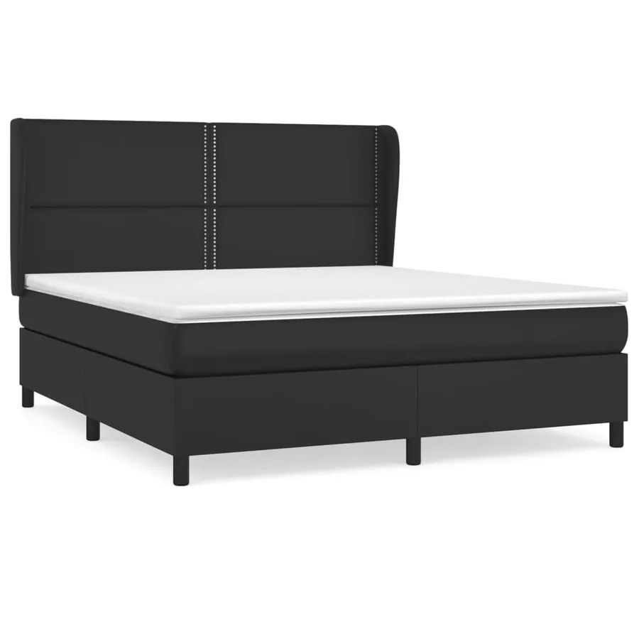 Sommier à lattes de lit avec matelas Noir 180x200 cm Similicuir - 2