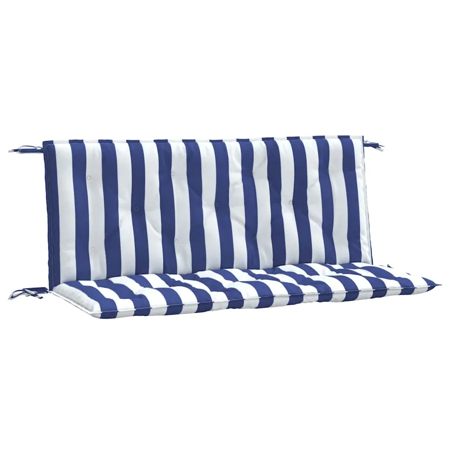 Coussins de banc de jardin lot de 2 rayures bleues et blanches - 2