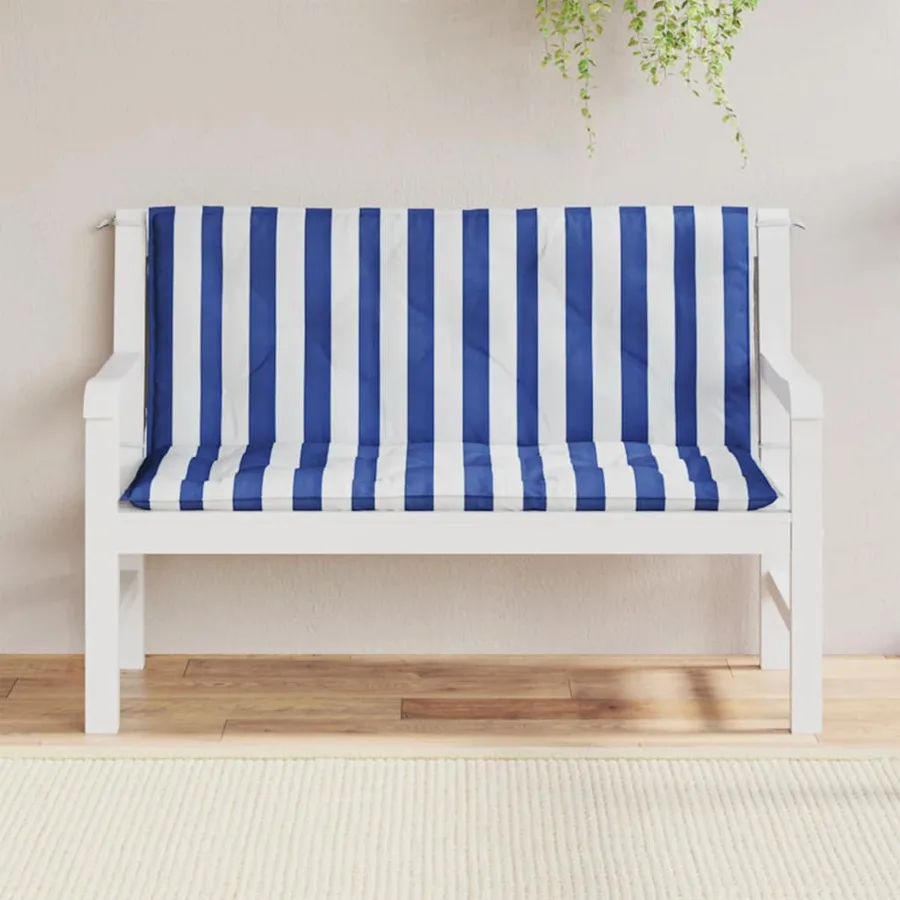 Coussins de banc de jardin lot de 2 rayures bleues et blanches - 3