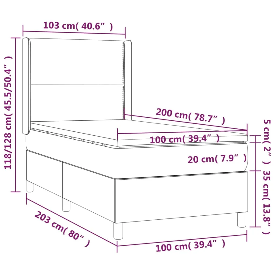 Sommier à lattes de lit avec matelas Noir 100x200 cm Similicuir - 7