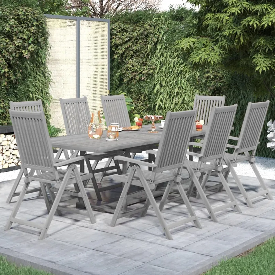 Ensemble à manger de jardin 9 pcs bois d'acacia solide