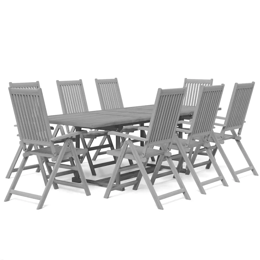 Ensemble à manger de jardin 9 pcs bois d'acacia solide - 2