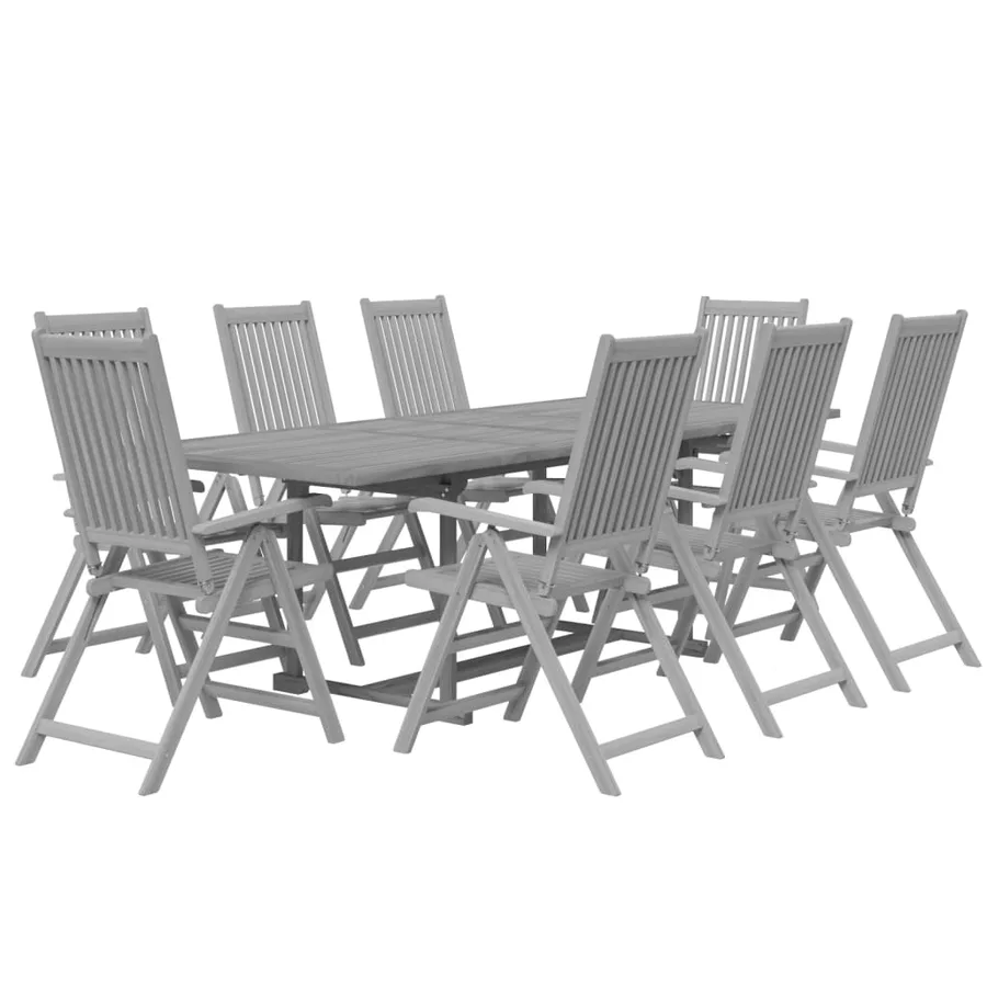 Ensemble à manger de jardin 9 pcs bois d'acacia solide - 3