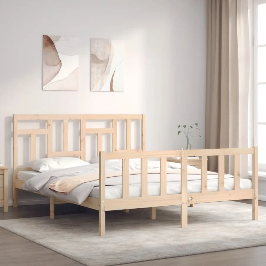 Cadre de lit sans matelas 160x200 cm bois massif de pin