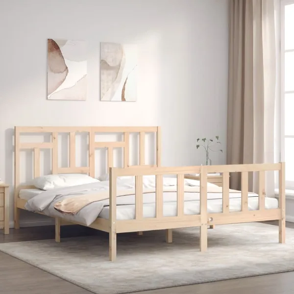 Cadre de lit sans matelas 160x200 cm bois massif de pin