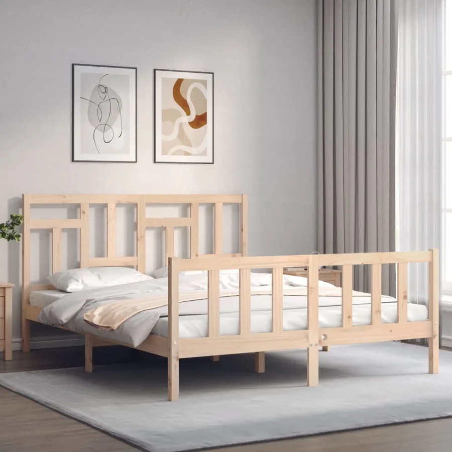 Cadre de lit sans matelas 160x200 cm bois massif de pin - 3