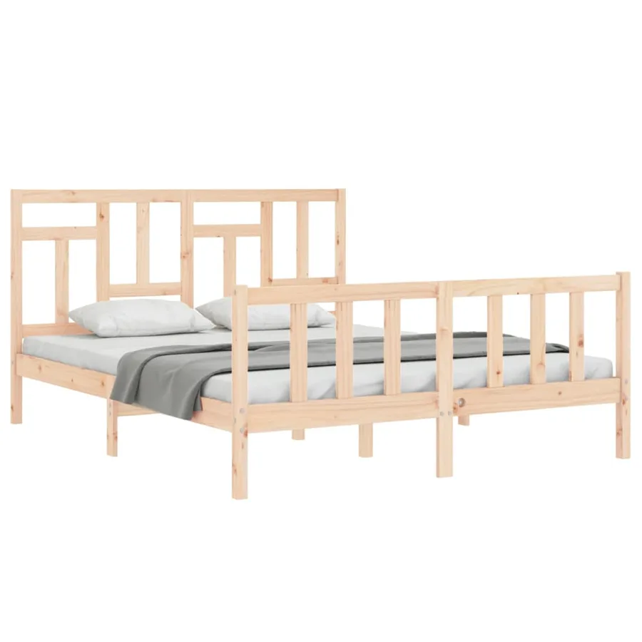 Cadre de lit sans matelas 160x200 cm bois massif de pin - 4