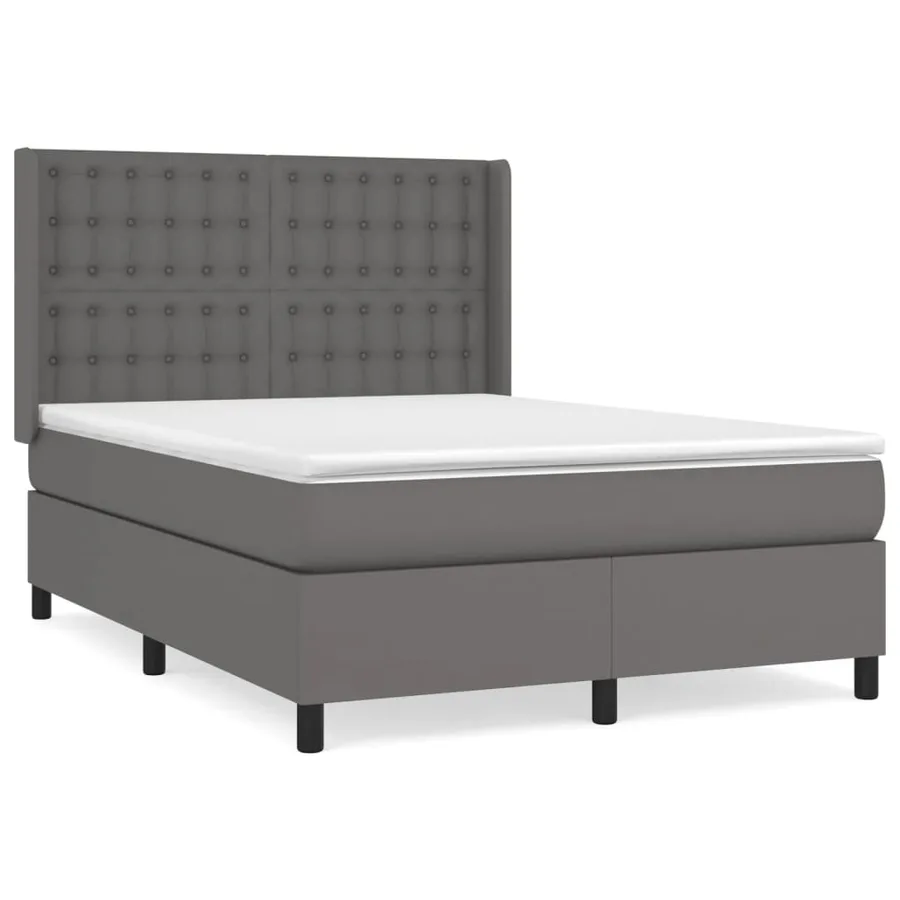 Sommier à lattes de lit avec matelas Gris 140x200 cm Similicuir - 2