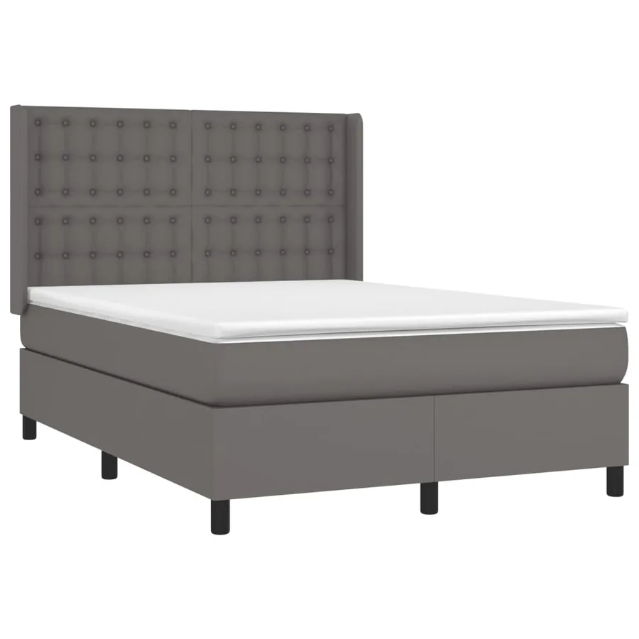 Sommier à lattes de lit avec matelas Gris 140x200 cm Similicuir - 3