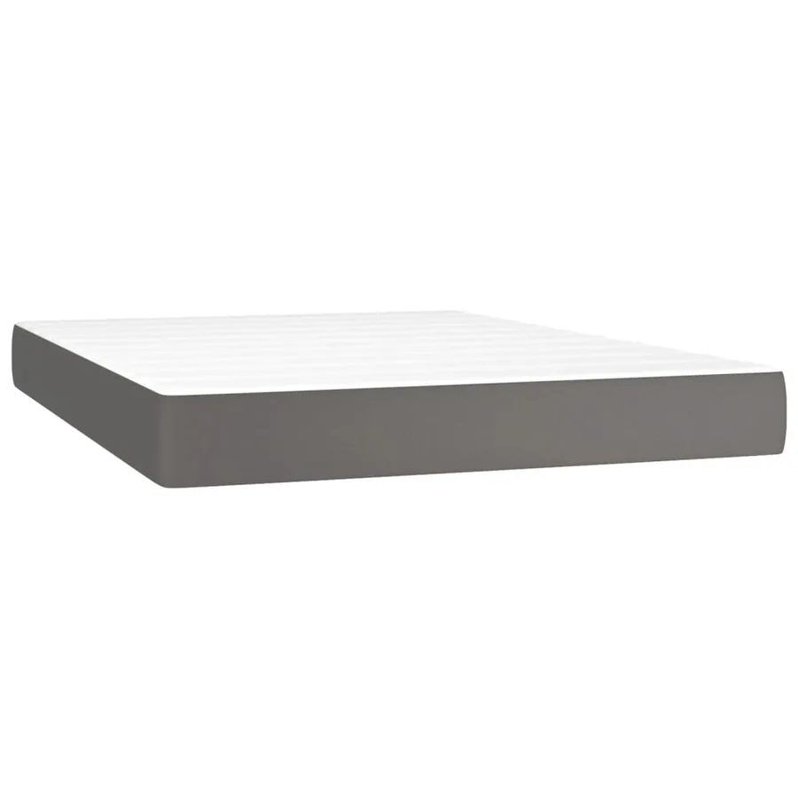Sommier à lattes de lit avec matelas Gris 140x200 cm Similicuir - 5