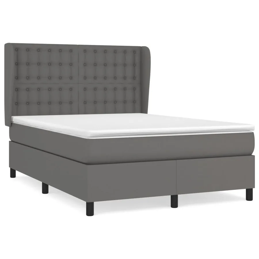 Sommier à lattes de lit avec matelas Gris 140x190 cm Similicuir - 2