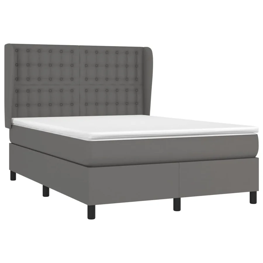 Sommier à lattes de lit avec matelas Gris 140x190 cm Similicuir - 3