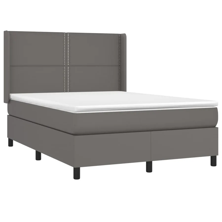 Sommier à lattes de lit matelas LED Gris 140x190cm Similicuir - 4