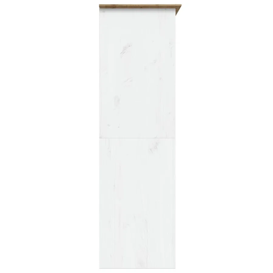 Garde-robe BODO blanc marron 146x53,5x173 cm bois massif de pin - 5