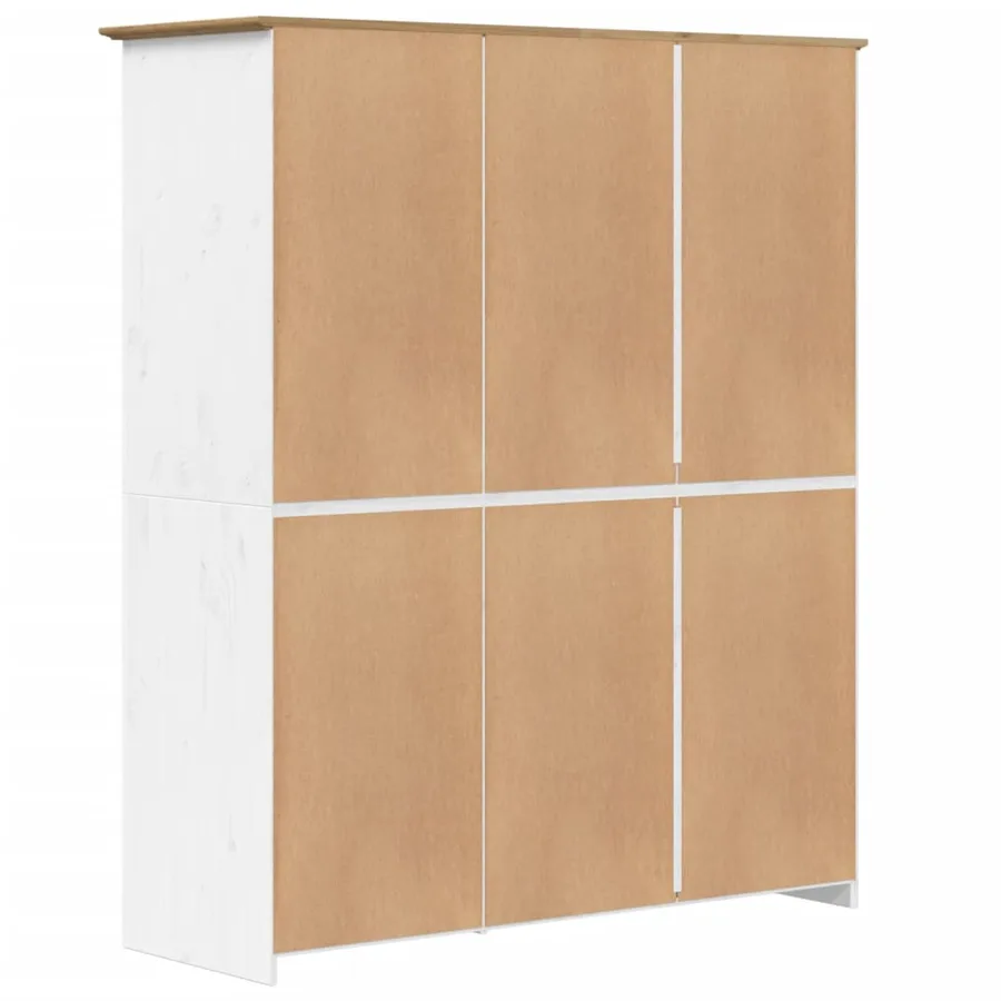 Garde-robe BODO blanc marron 146x53,5x173 cm bois massif de pin - 6
