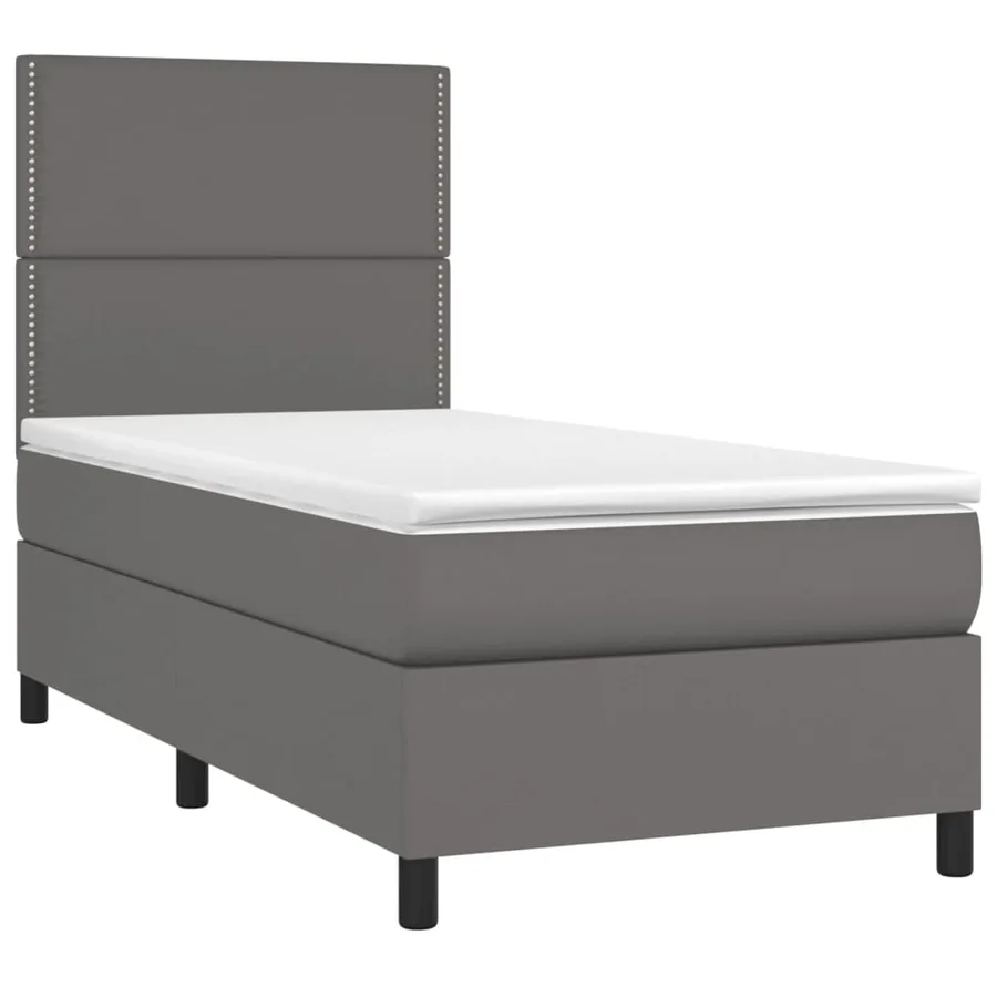 Sommier à lattes de lit avec matelas et LED Gris 100x200 cm - 3