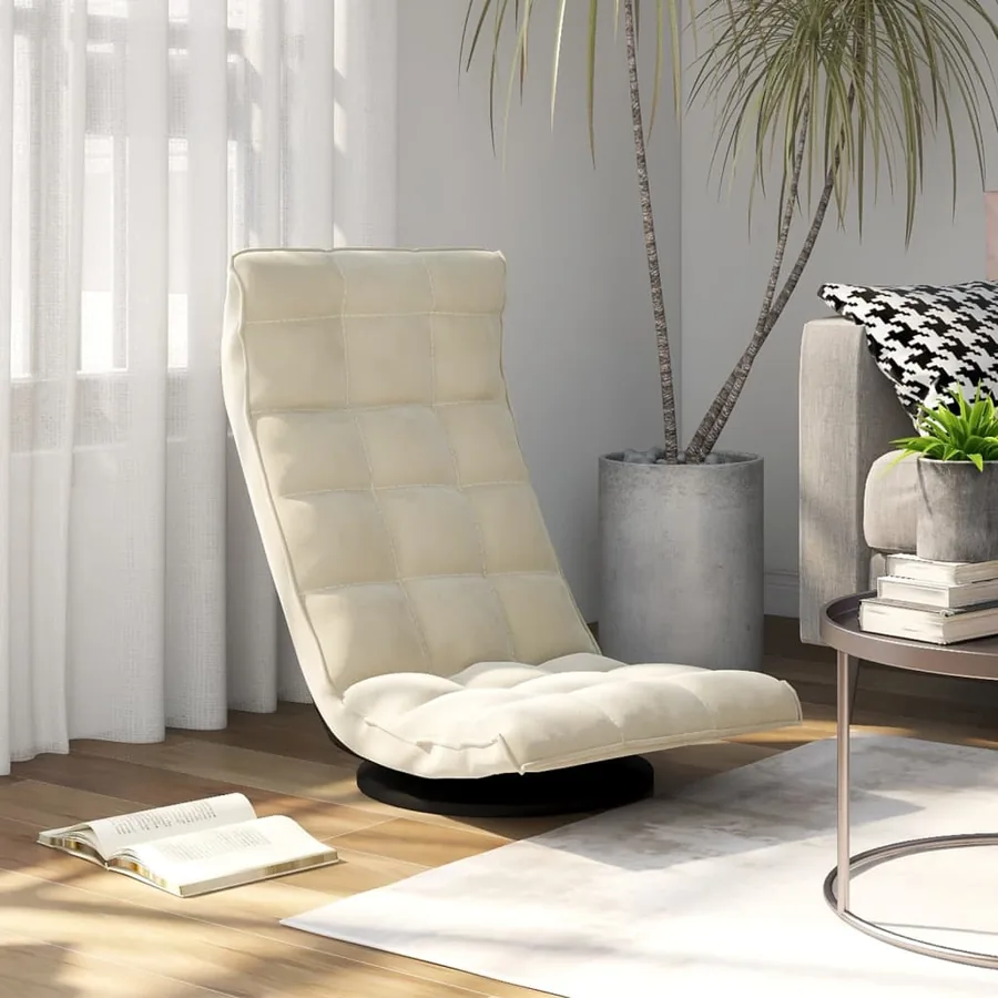 Chaise de sol pivotante Crème Velours