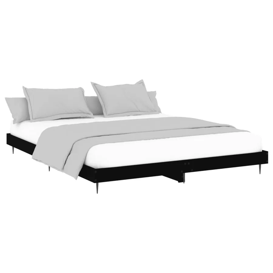 Cadre de lit sans matelas noir 200x200 cm bois d'ingénierie - 3